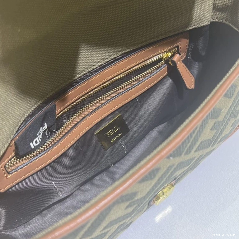 Vintage HOT Green Baguette Fendi FF Medium In Motif Canvas Bag 0717